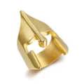 Punk gold Spartan helmet ring in stainless steel for men's fashion jewelry - Size 7 / Gold
