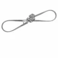 Silver metal stretch waist belt with rose flower buckle, elastic spring design, length 73cm. - Rose Buckle / Silver
