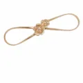 Gold elastic metal waist belt for women with double flower decoration and 73cm length. - Double Flower Buckle / Gold