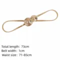 Gold elastic waist belt for women, slim metallic spring design with double circle buckle dress accessory. - Double Ring Buckle / Gold