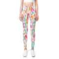 High-waist seamless yoga leggings with vibrant abstract leopard print pattern details - S / Colorful Leopard 4