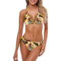 Sexy women's two-piece bikini swimsuit featuring a vintage rodeo cowboy print design - S / Top And Bottom / Denim 1