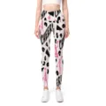 High waist seamless yoga leggings with pink cheerleader and cheetah print patterns. - Letter 2