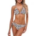Elegante set bikini a due pezzi con motivo mimetico e lacci laterali regolabili - Leopardo 1