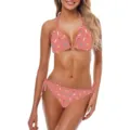 Dettaglio della stampa a coriandoli rosa sul bikini sexy da donna - Taglia S / Rosa loto