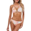 Vista dettagliata del bikini sexy due pezzi da donna con stampa leopardata colorata. - Leopardo Colorato 1