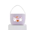 Panier d'Halloween rayé mauve en seersucker avec jolis motifs de fantômes et citrouilles - Rayure violette