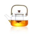 Grande théière en verre borosilicaté résistant à la chaleur avec poignée bois - 1000ML