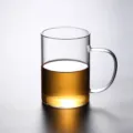 Tasse en verre transparent résistant à la chaleur avec poignée pour usage domestique - 300ml / Transparent