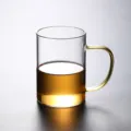 Mug en verre transparent résistant à la chaleur avec poignée ambre - 300ml / Jaune