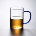 Tazza in vetro resistente al calore con manico blu per tè o succhi, design elegante - Blu
