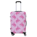 Durable pink suitcase protective cover featuring a stylish pink cowboy rodeo print pattern - S / Pink Denim