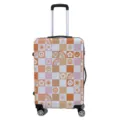 Duurzame retro geblokte kofferhoes met smiley-gezichten en regenboogpatroon reizen - S / Schaakbord Smiley