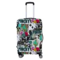 Detailweergave van de elastische kofferbeschermer met western cactus- en cowboyprints - S / Vintage Western
