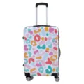 Gedetailleerde weergave van de elastische kofferhoes met kleurrijk abstract luipaardmotief - S / Pop Abstract Kleurenblok