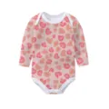 Detailed macro view of pink heart-leopard print on soft cotton long-sleeved baby bodysuit - 3m / Multicolor Leopard 2