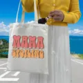 Sturdy canvas tote bag featuring MAMA SPOILING IS MY GAME print for daily shopping - Style 7