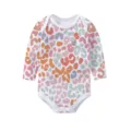 Detailed view of baby long-sleeve bodysuit with colorful leopard print fabric - 3m / Multicolor Leopard 3