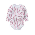 Detail of baby long-sleeve bodysuit with all-over red and white baseball patterns - 3m / Softball 1