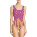 Costume da bagno intero da donna con grafica creativa a forma di cono gelato rosa - XXS / Rosso rosa