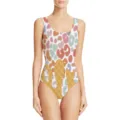Costume da bagno intero da donna con stampa leopardata colorata e cono di cialda. - Leopardo Colorato 1