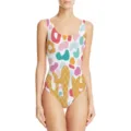Costume da bagno intero da donna con forme astratte colorate e motivo a cono cialda. - Leopardo Colorato 3