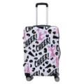 Elastische kofferhoes met cheerleader-graphics en een trendy luipaardprintpatroon - S / Cheerleaders