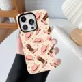 Detailed view of protective phone case featuring pink cowboy boot and hat patterns - Denim 7 / iPhone X/XS
