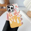 Detailansicht einer stylischen Smartphone-Hülle mit buntem Leoparden- und Waffelgittermuster - Bunter Leopard 3 / iPhone X/XS