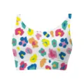 Detail view of women's comfortable crop top bra with vibrant colorful leopard print - Colorful Leopard 4