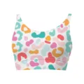 Women's comfortable crop top sports bra featuring a colorful abstract leopard pattern - Colorful Leopard 1