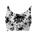 Close-up detail of women's stylish cow print sports bra with a seamless crop top design - Leopard 3