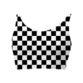 Close-up detail of women's checkerboard pattern crop top bralette on white background. - S / Black Plaid