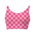 Pink and light pink checkered pattern cropped tank top for women, comfortable inner wear. - S / Pink Plaid