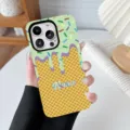 Détail de la coque personnalisée glace avec nom individuel sur motif de gaufre - Vert clair / iphoneX/XS