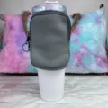 Gray 40oz tumbler pouch with zipper pocket for outdoor phone and key storage - Dark Gray