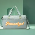 Large capacity mint green sports gym bag with dry wet separation and personalized text - Green