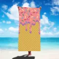 Extra grote microvezel strandlaken met een levendig ijsje wafel hoorntje ontwerp - 70x150cm / Zwarte Polka Dot