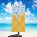 Microvezel strandlaken met ijsje wafelpatroon op een zonnig tropisch strand - 70x150cm / Beige Polka Dot