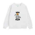 Close-up detail of 'BOO HAW' cowboy ghost graphic print on a white kids sweatshirt - 100 / Tops / Style 6