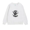 White long-sleeved sweatshirt for kids with Stay Spooky Halloween skeleton hand print - 100 / Tops / Style 8