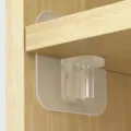 Clear adhesive shelf support bracket for wardrobe and cabinet partitions, punch-free design. - Reinforced Shelf Support 6cm*6cm