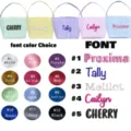 Custom embroidered seersucker Easter basket with striped pattern and font color options - Custom