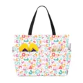 Large capacity travel beach bag with colorful leopard print and exterior pockets for storage - Colorful Leopard 3