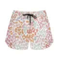 Close-up of colorful leopard print athletic shorts featuring a functional black adjustable drawstring - S / Bottoms / Leopard 2