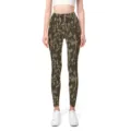 Yoga-Leggings für Damen mit hoher Taille und einzigartigem Baumrinden-Camouflage-Muster - S / Grünes Camouflage