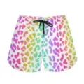 Detailed view of rainbow gradient leopard print on summer casual sports shorts - S / Bottoms / Leopard 3
