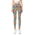 Detaillierte Ansicht der High-Waist Yoga-Leggings für Damen mit Tribal-Mustern - S / Karierter Stil