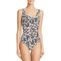 One-piece women's swimsuit featuring a classic camouflage pattern in earthy tones - XXS / Leopard 1