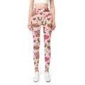 Ganzkörperansicht von High-Waist Yoga-Leggings mit einem pinkfarbenen Western-Printmuster - S / Zylinder-Stil
